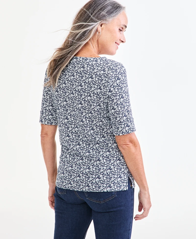 Style & Co Petite Elbow-Sleeve Boat Neck Top, Macy's Exclusive