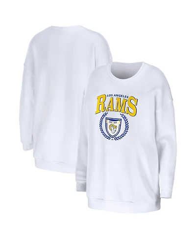 Wear by Erin Andrews Women's White Los Angeles Rams Oversized Pullover Sweatshirt
