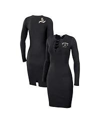 Wear by Erin Andrews Women's Black New Orleans Saints Lace Up Long Sleeve Dress