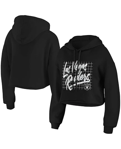 Wear by Erin Andrews Women's Black Las Vegas Raiders Domestic Cropped Pullover Hoodie