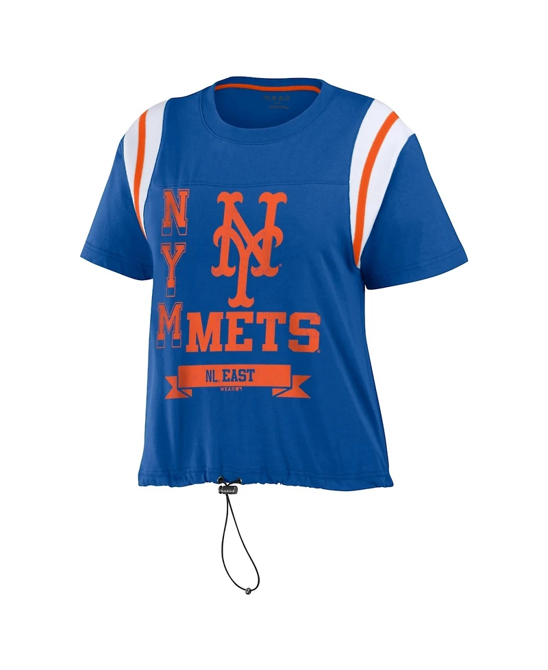 Wear by Erin Andrews Women's Royal New York Mets Cinched Color block T-Shirt