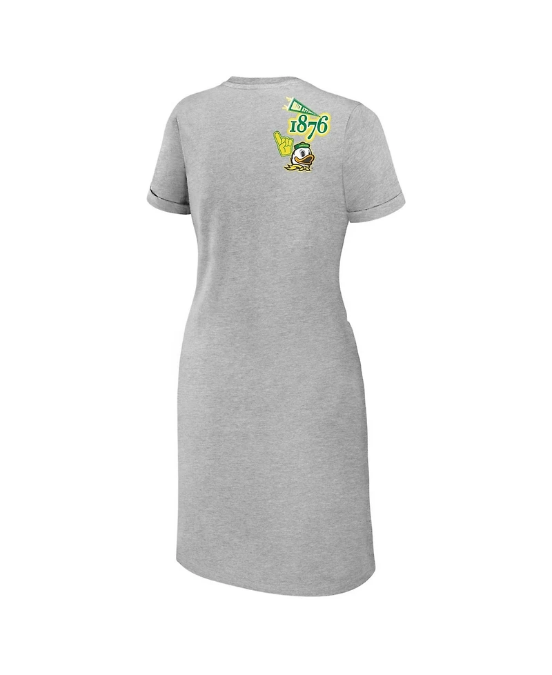 Wear by Erin Andrews Women's Heather Gray Oregon Ducks Knotted T-Shirt Dress