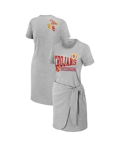 Wear by Erin Andrews Women's Heather Gray Usc Trojans Knotted T-Shirt Dress