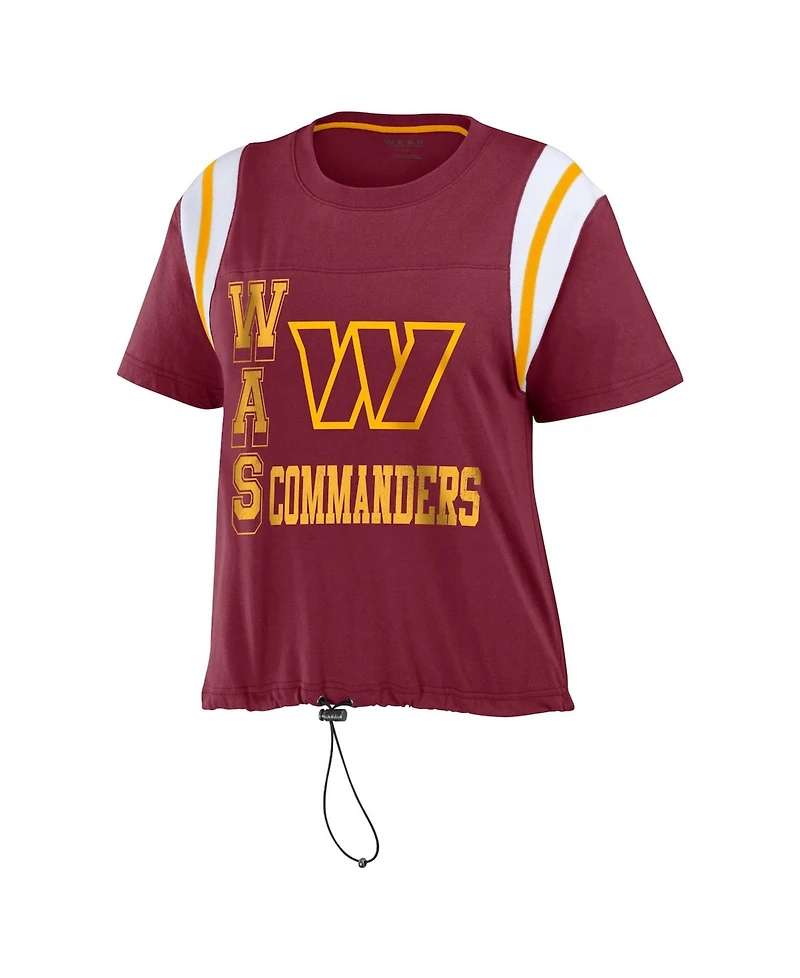 Wear by Erin Andrews Women's Burgundy Washington Commanders Cinched Color block T-Shirt