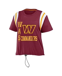 Wear by Erin Andrews Women's Burgundy Washington Commanders Cinched Color block T-Shirt