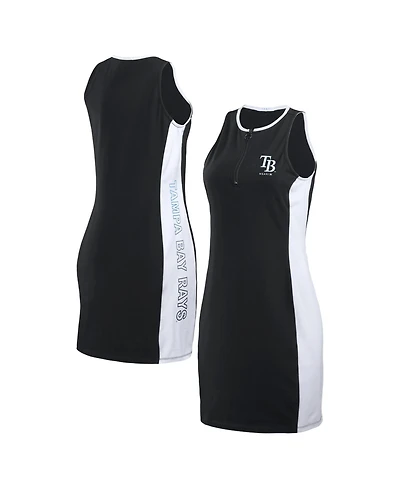 Wear by Erin Andrews Women's Black Tampa Bay Rays Color Block Quarter-Zip Sleeveless Dress