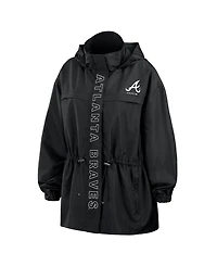 Wear by Erin Andrews Women's Black Atlanta Braves Full-Zip Windbreaker Hoodie Jacket