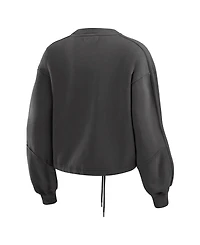 Wear by Erin Andrews Women's 2-Piece Black New Orleans Saints Washed Fleece Long Sleeve T-Shirt & Shorts Lounge Set