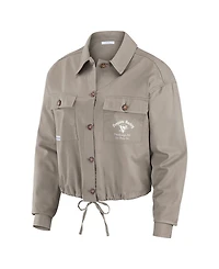 Wear by Erin Andrews Women's Khaki Pittsburgh Penguins Cinched Button-Up Jacket