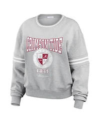 Wear by Erin Andrews Women's Heather Gray Alabama Crimson Tide Classic Stripe Pullover Sweater