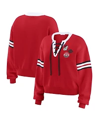 Wear by Erin Andrews Women's Red Georgia Bulldogs Lace-Up Pullover Sweater
