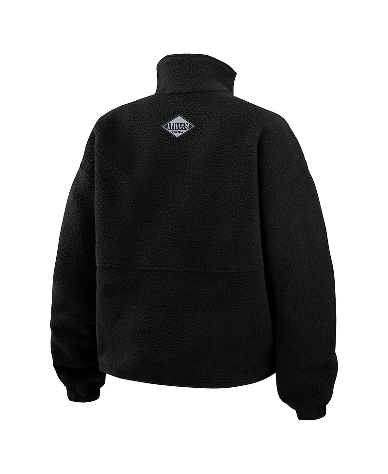 Wear by Erin Andrews Women's Black Las Vegas Raiders Polar Fleece Half-Zip Jacket