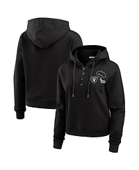 Wear by Erin Andrews Women's Black Las Vegas Raiders Waffle Pullover Hoodie