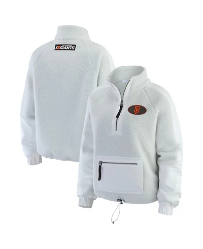 Wear by Erin Andrews Women's Gray San Francisco Giants Polar Fleece Quarter-Zip Jacket