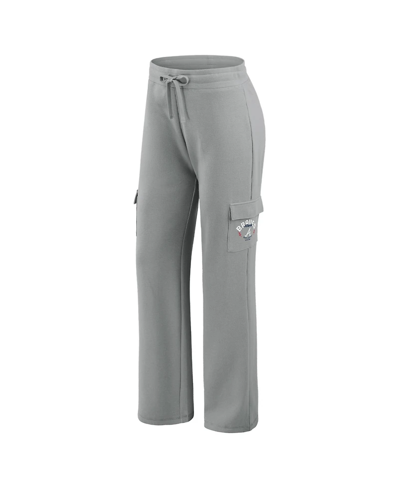 Wear by Erin Andrews Women's 2-Piece Gray Atlanta Braves Waffle-Knit Long-Sleeve Hoodie & Lounge Pant Set