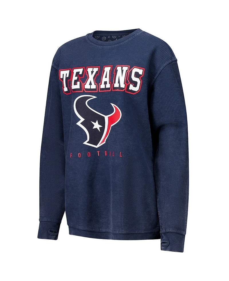 G-iii 4Her by Carl Banks Women's Navy Houston Texans Comfy Cord Pullover Sweatshirt