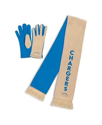 Wear by Erin Andrews Women's Los Angeles Chargers Tonal Microcheck Scarf Glove Set