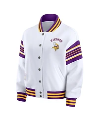 Wear by Erin Andrews Women's White Minnesota Vikings Plus Full-Snap Fleece Sweatshirt Jacket