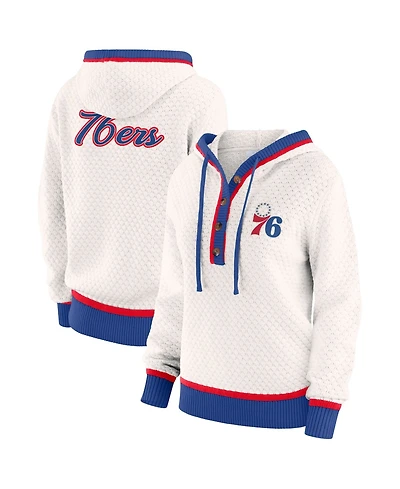 Wear by Erin Andrews Women's Cream Philadelphia 76ers Plus Hoodie Sweater