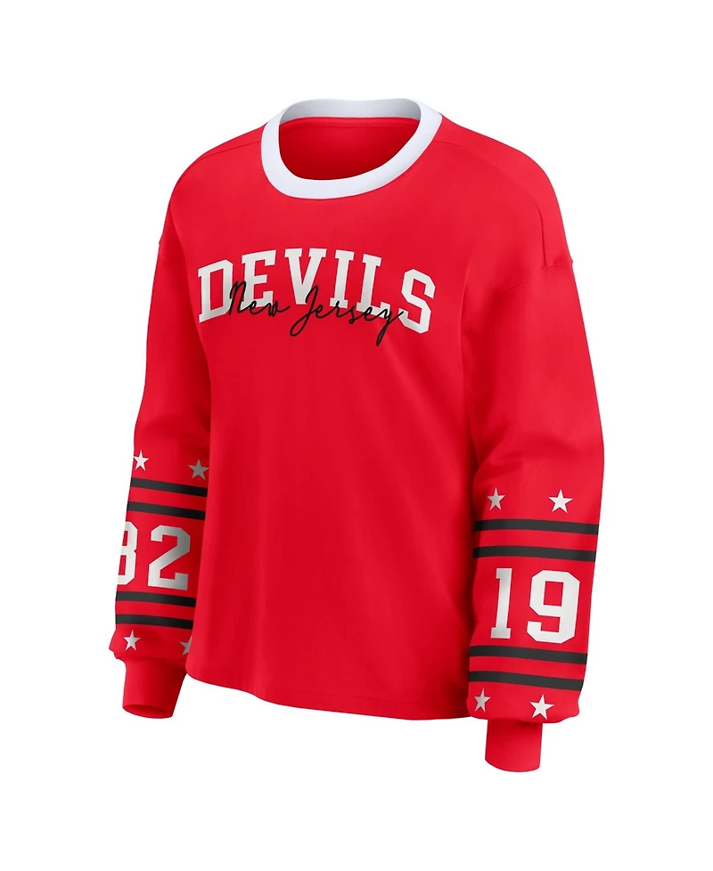 Wear by Erin Andrews Women's Red New Jersey Devils Long-Sleeve Sport T-Shirt