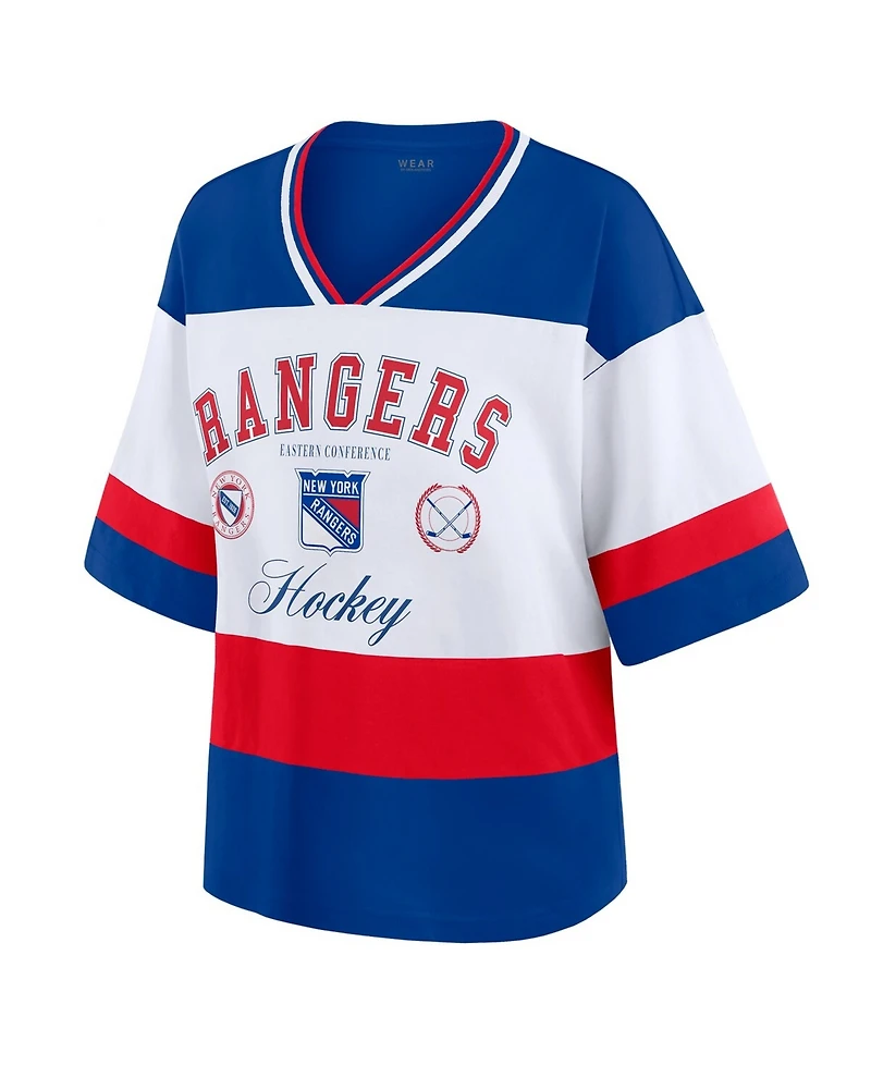 Wear by Erin Andrews Women's Blue/White New York Rangers Jersey Style T-Shirt