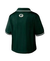 Wear by Erin Andrews Women's Green Bay Packers Cropped Jersey Polo Shirt