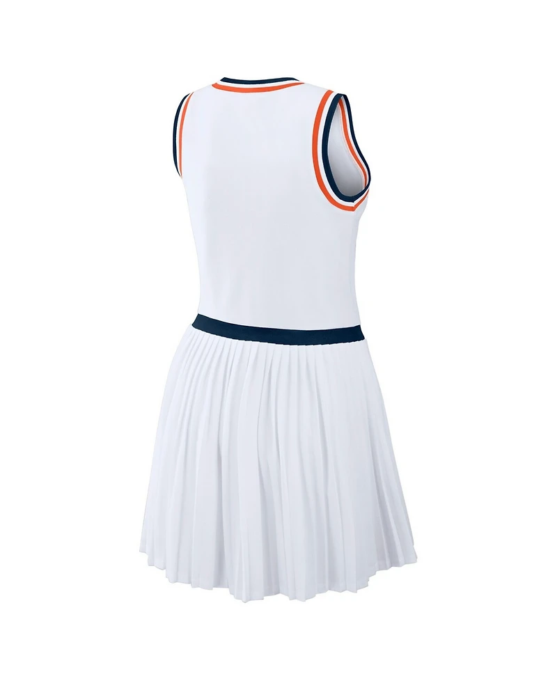 Wear by Erin Andrews Women's White Houston Astros Zip-Front Pleated Tri-Blend Scoop Neck Tank Dress