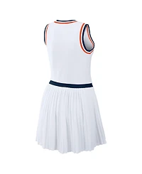 Wear by Erin Andrews Women's White Houston Astros Zip-Front Pleated Tri-Blend Scoop Neck Tank Dress