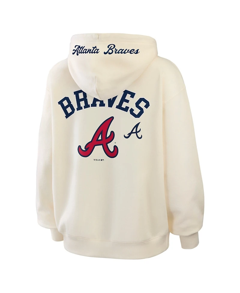 Wear by Erin Andrews Women's Cream Atlanta Braves Full-Zip Hoodie
