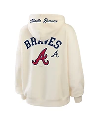 Wear by Erin Andrews Women's Cream Atlanta Braves Full-Zip Hoodie