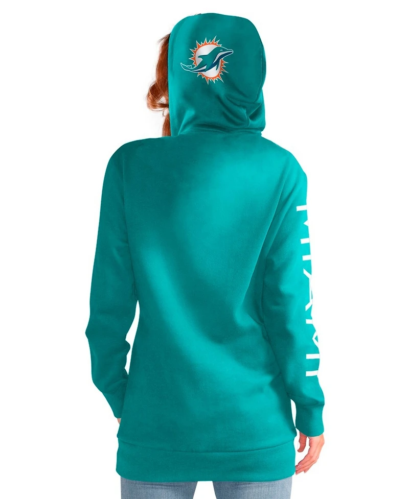 G-iii 4Her by Carl Banks Women's Aqua Miami Dolphins Extra Inning Pullover Hoodie