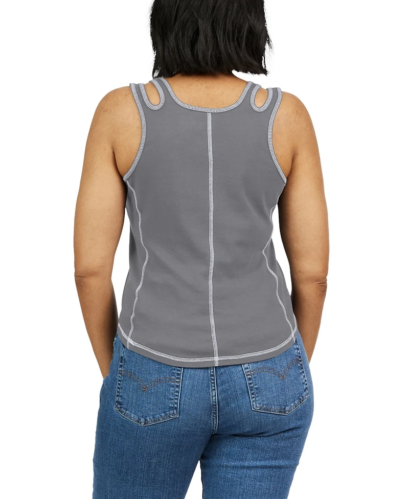 Wear by Erin Andrews Women's Gray New York Yankees Contrast Stitch Tank Top