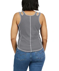Wear by Erin Andrews Women's Gray New York Yankees Contrast Stitch Tank Top