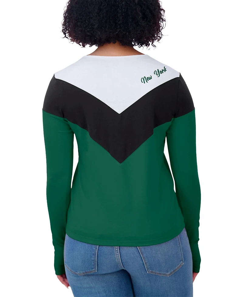 Wear by Erin Andrews Women's Green/Black New York Jets Plus Chevron Tri-Blend Long Sleeve T-Shirt
