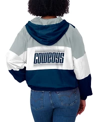 Wear by Erin Andrews Women's Navy Dallas Cowboys Color Block Full-Zip Windbreaker Jacket