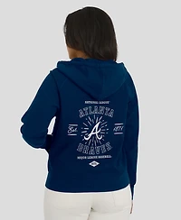 Wear by Erin Andrews Women's Navy Atlanta Braves Vintage Full-Zip Raglan Hoodie