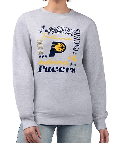 G-iii 4Her by Carl Banks Women's Heather Gray Indiana Pacers Collage Team Graphic Fleece Pullover Sweatshirt