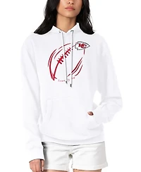 G-iii 4Her by Carl Banks Women's White Kansas City Chiefs Football Logo Fleece Tri-Blend Pullover Hoodie
