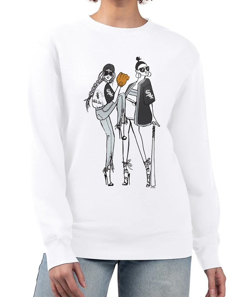 G-iii 4Her by Carl Banks Women's White Chicago White Sox Baseball Girls Fleece Pullover Sweatshirt