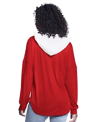 G-iii 4Her by Carl Banks Women's Red Atlanta Hawks Bench Player Oversized Long Sleeve Hooded Top