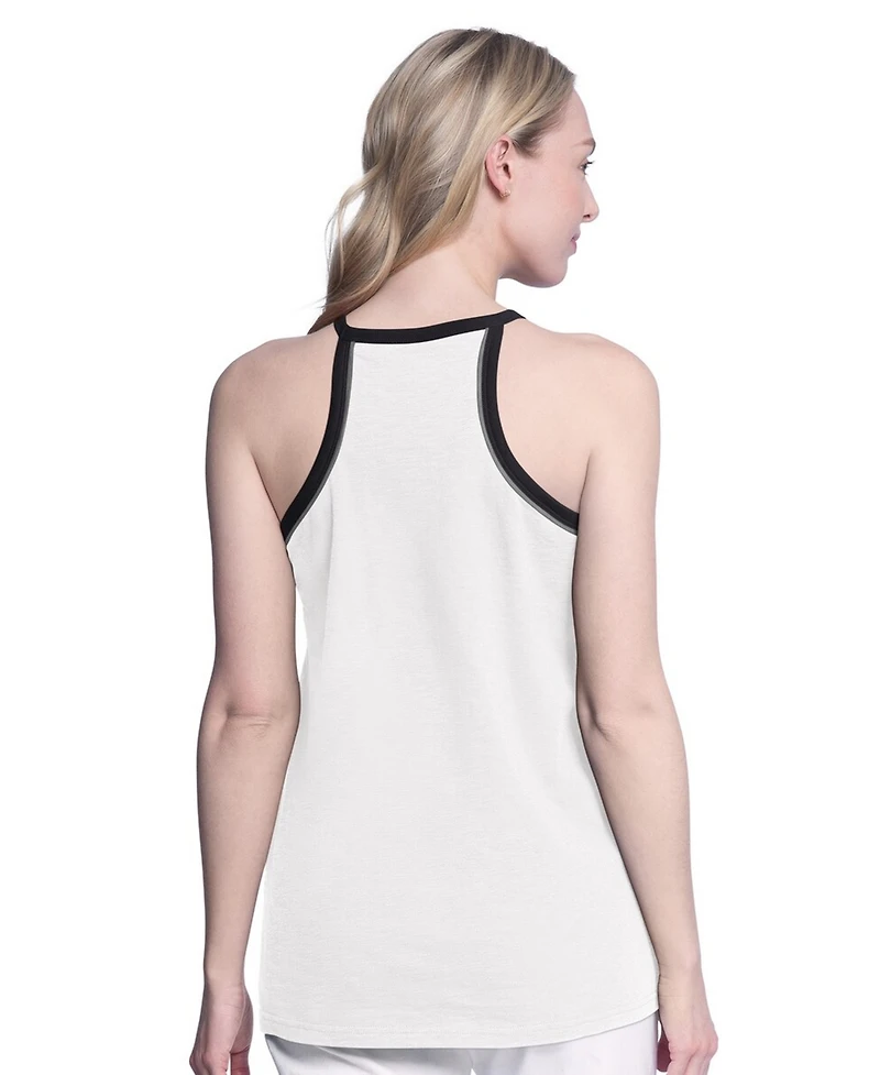 G-iii 4Her by Carl Banks Women's White Brooklyn Nets Curveball Racerback Scoop Neck Slub Tank Top