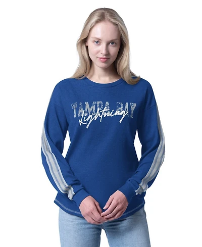 G-iii 4Her by Carl Banks Women's Blue Tampa Bay Lightning Advantage Thermal Long-Sleeve Tri-Blend T-Shirt