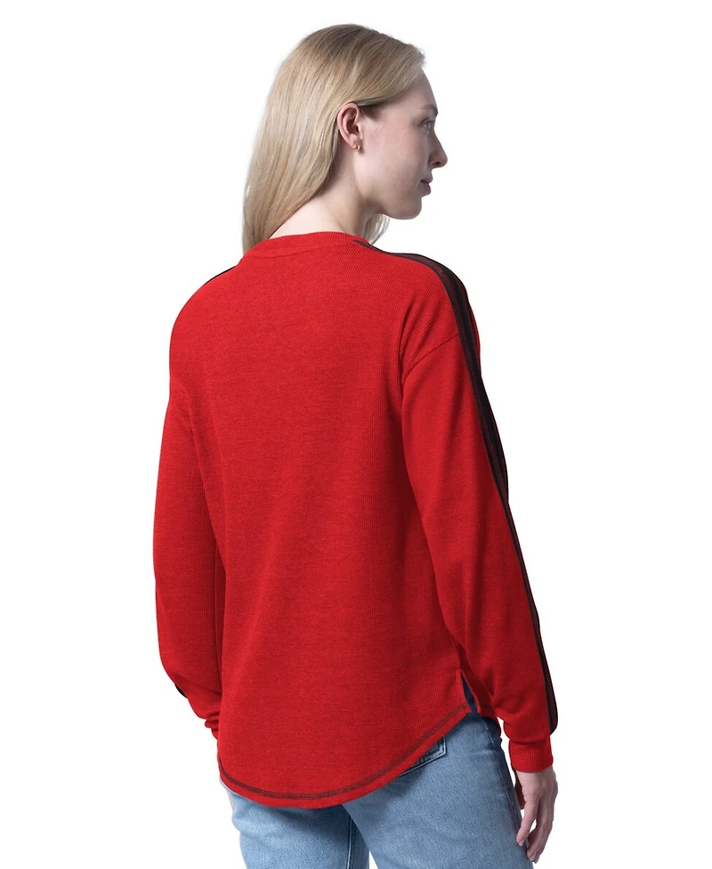 G-iii 4Her by Carl Banks Women's Red New Jersey Devils Advantage Thermal Long-Sleeve Tri-Blend T-Shirt