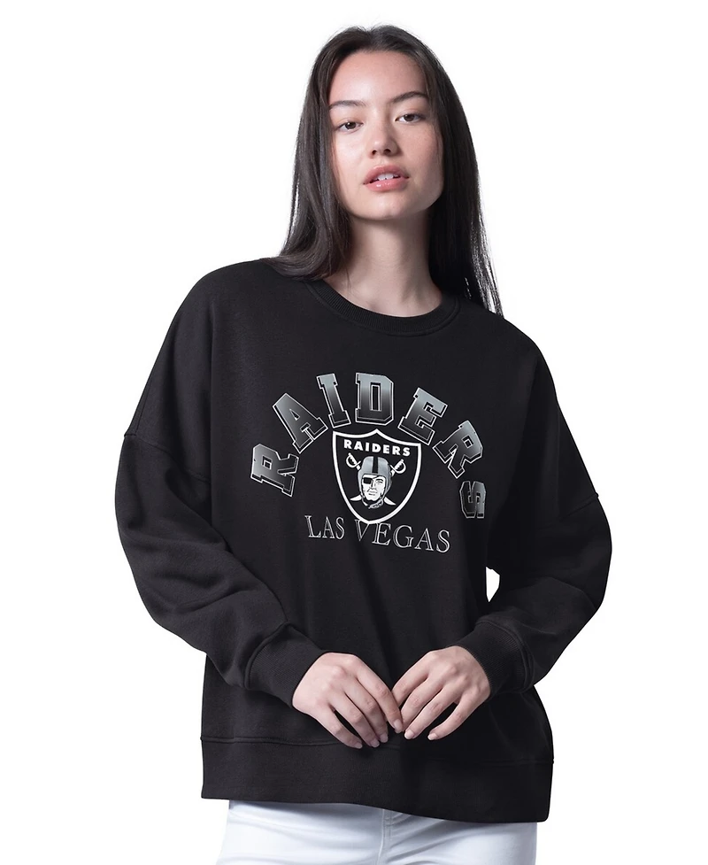 G-iii 4Her by Carl Banks Women's Black Las Vegas Raiders Oversized Feud Sweatshirt