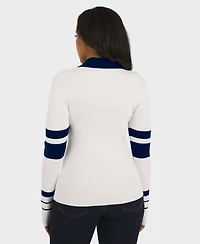 Wear by Erin Andrews Women's White Dallas Cowboys Ribbed Henley Polo Sweater