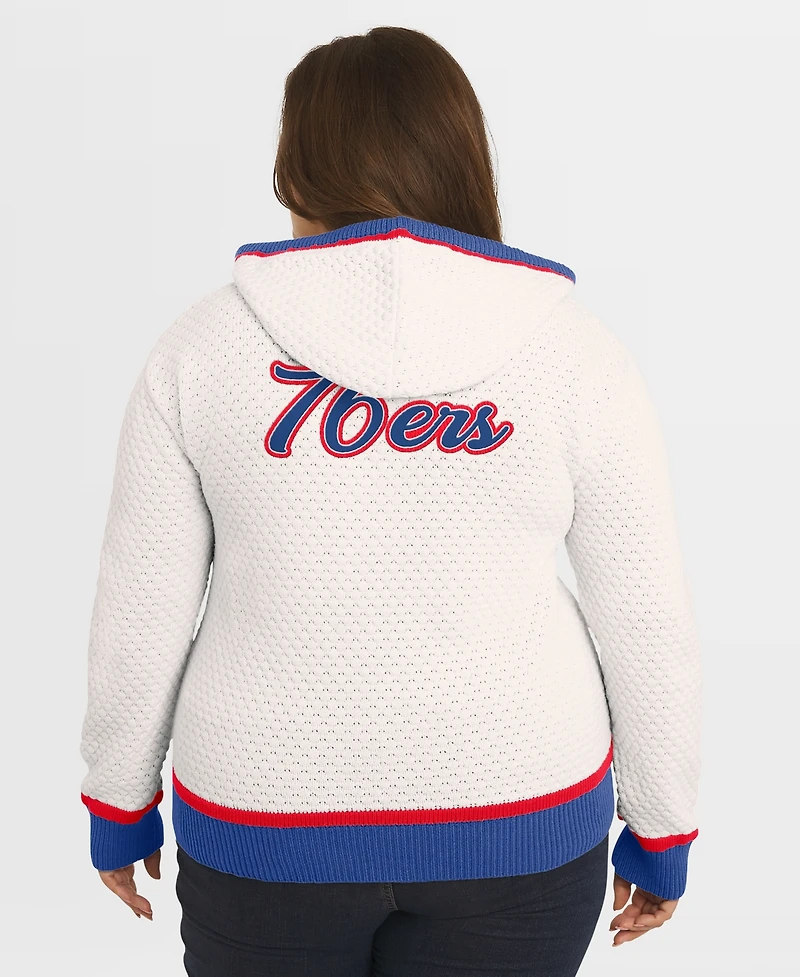 Wear by Erin Andrews Women's Cream Philadelphia 76ers Plus Hoodie Sweater