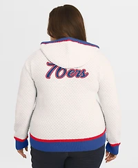 Wear by Erin Andrews Women's Cream Philadelphia 76ers Plus Hoodie Sweater