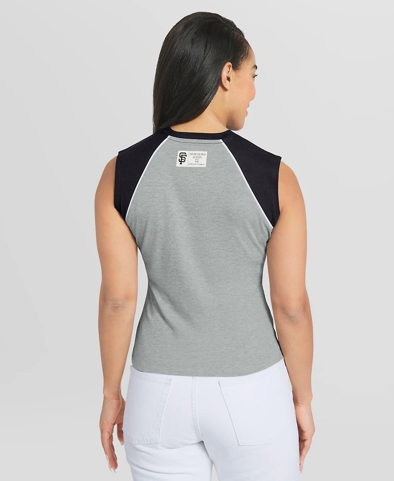 Wear by Erin Andrews Women's Heather Gray San Francisco Giants Cropped Raglan Tank Top