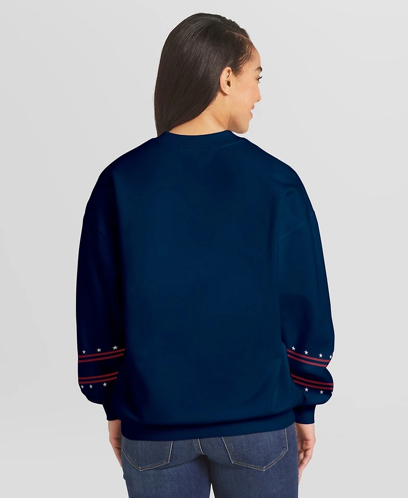 Wear by Erin Andrews Women's Navy Chicago Cubs Americana Heavyweight Fleece Sweatshirt