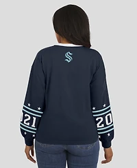 Wear by Erin Andrews Women's Deep Sea Blue Seattle Kraken Long-Sleeve Sport T-Shirt